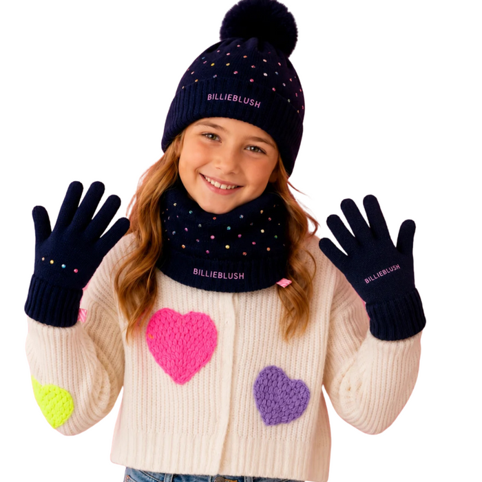 Billieblush - Handschoenen donkerblauw met strass T2 (3-8 jaar)
