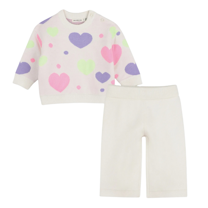 Billieblush - Set van Sweater en broek met hartjes Multicolor