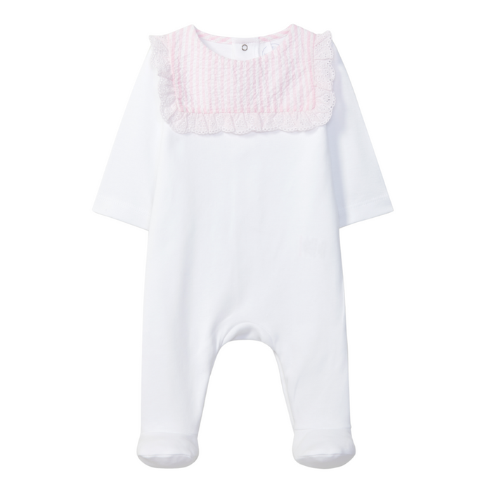 Laranjinha - Babypakje in wit met roze kraag