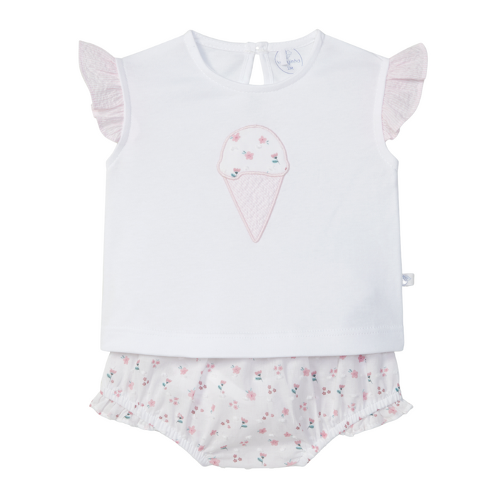 Laranjinha - 2-delige set van T-shirt en short met ijsje