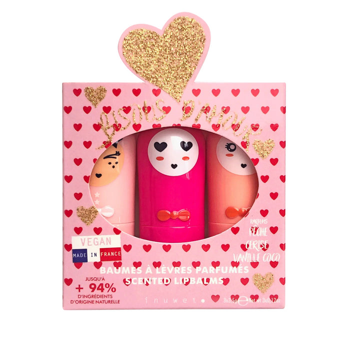 Inuwet - Set van 3 lippenbalsem Bisous d'amour