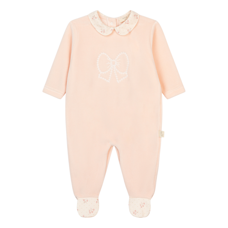 Baby Gi - Babypakje velours winter garden with bow - Peach