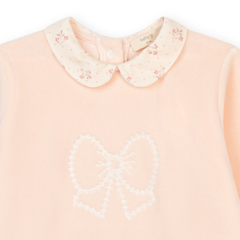 Baby Gi - Babypakje velours winter garden with bow - Peach