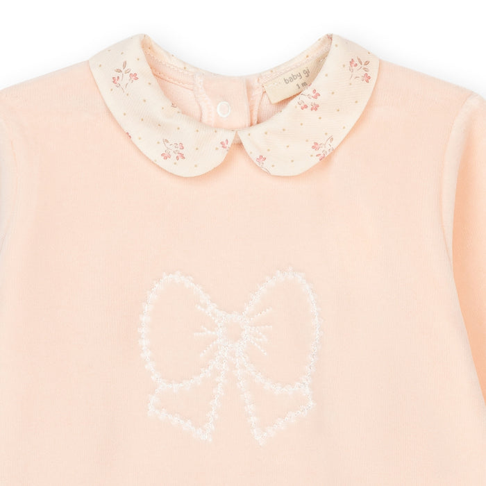 Baby Gi - Babypakje velours winter garden with bow - Peach