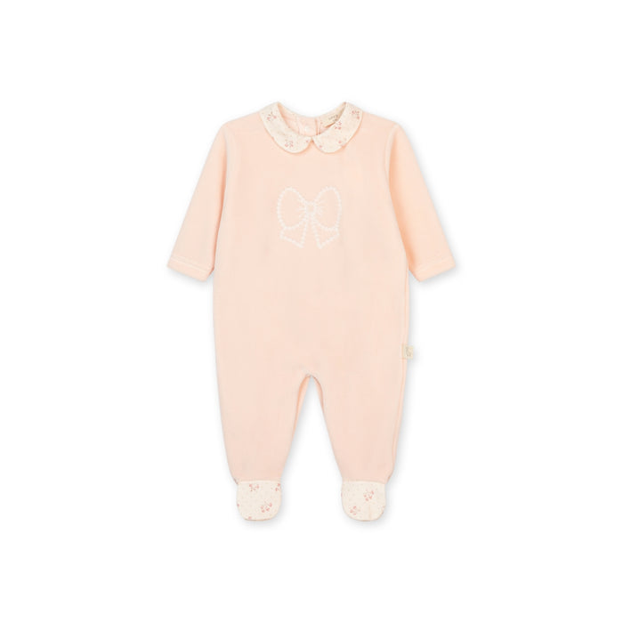 Baby Gi - Babypakje velours winter garden with bow - Peach