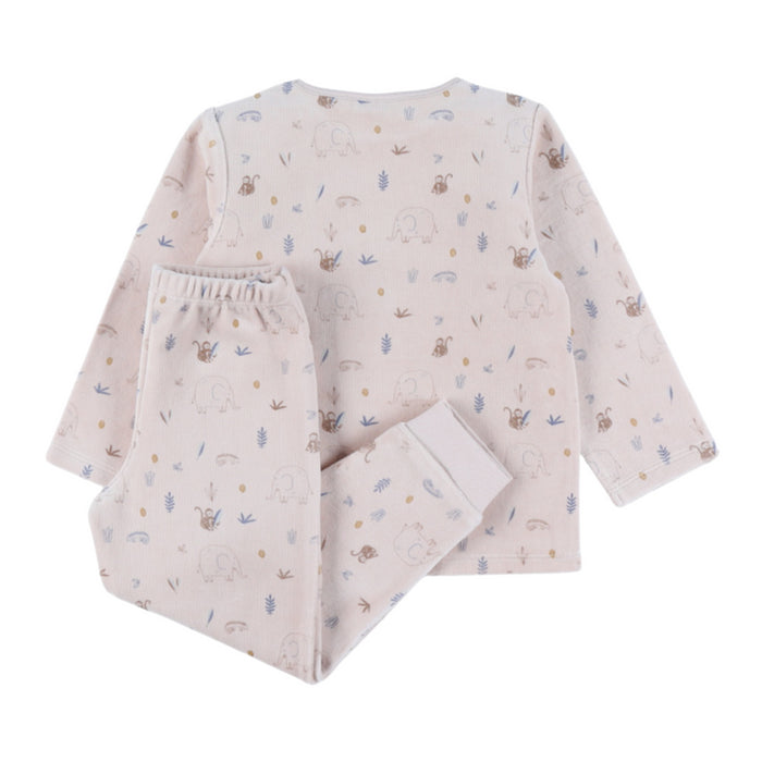 Noukies - Fluwelen pyjamaset met olifantenprint