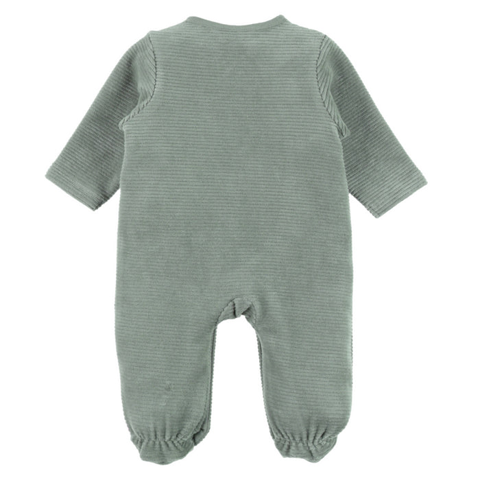 Noukies - Groene babypyjama met olifantenborduursel in geribd fluweel