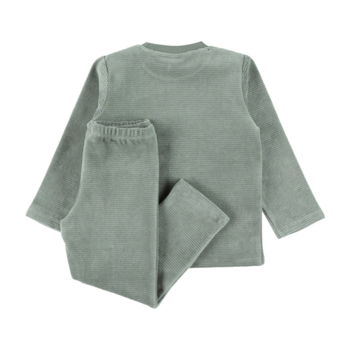 Noukies - Groen fluwelen pyjamaset met mammoetborduursel