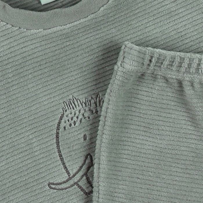 Noukies - Groen fluwelen pyjamaset met mammoetborduursel