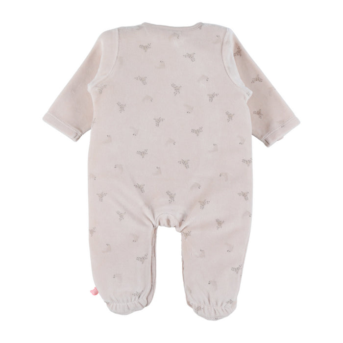 Noukies - Ecru babypyjama met zeehondenborduursel in fluweel